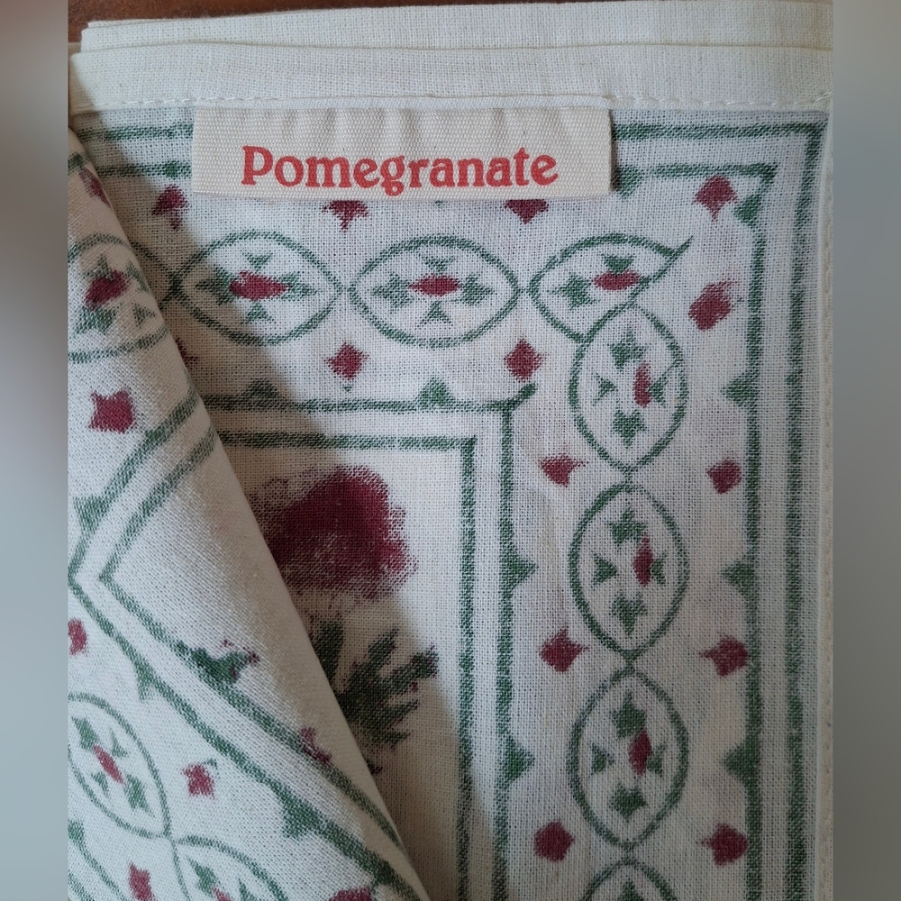 Pomegranate Napkin Red & Green Gaya Flower Print 2 Available - Picture 4 of 4